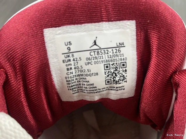 Kicktheory Jordan Retro Red Cardinal 3 CT8532-126 0630